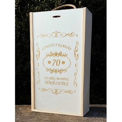 Drevená darčeková krabica na víno 2x0,75l - darček k 70tke - ornament