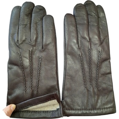 Junek kožené pánské rukavice s rozparkem hnědé