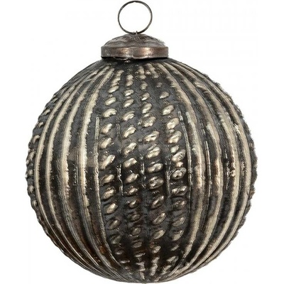 Clayre & Eef Mosazná antik vánoční skleněná ozdoba koule Ø 9*9 cm