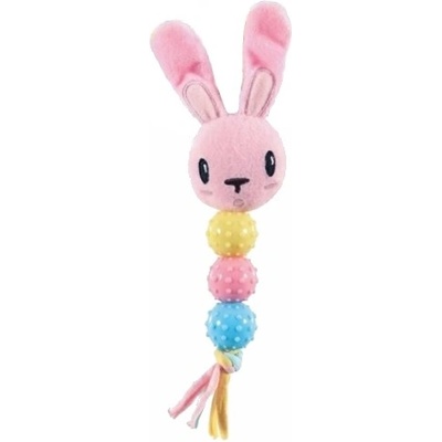 Rattle plyš+guma růžový králíček 30 cm