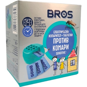 BROS sensitive електрически изпарител за деца против комари+10 таблетки