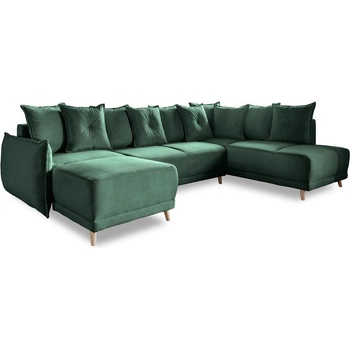 Miuform Зелен ъглов диван от велур (десен ъгъл/U-образна форма) Lazy Lukka - Miuform (1842ON35)