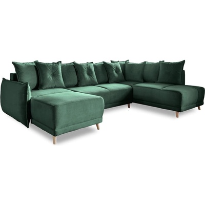 Miuform Зелен ъглов диван от велур (десен ъгъл/U-образна форма) Lazy Lukka - Miuform (1842ON35)