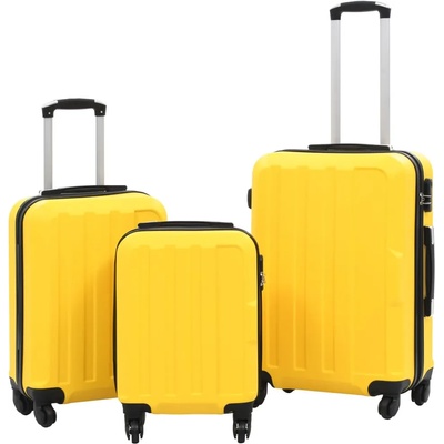 vidaXL Комплект твърди куфари с колелца, 3 бр, жълти, abs (91876)