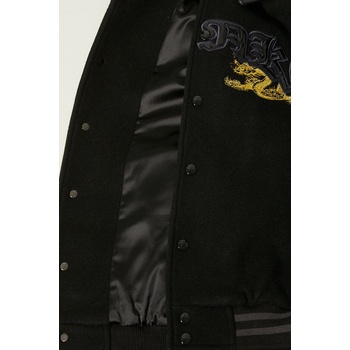 Awake NY Вълнено яке Awake NY Varsity Jacket в черно преходен модел с уголемена кройка SP24-OT001 (SP24.OT001)