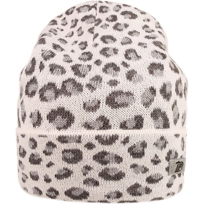 Dráče Merino pletená čiapka Dráča Urban biela šedá leopard Biela