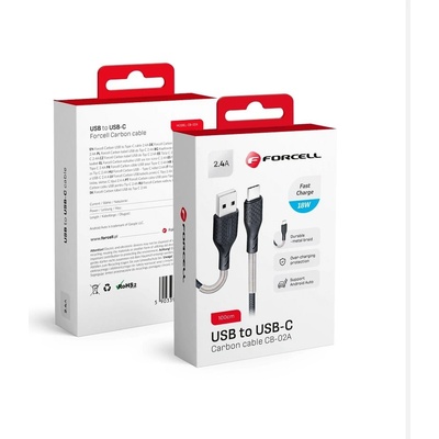 Forcell CB-02A USB to Type C 2.0 2,4A, 1m, černý