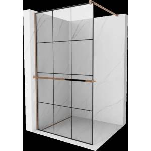 Mexen Kioto+ душкабина с рафт Walk-in 120 x 200 см, черенa решетка, розово злато - 800-120-121-60-77 (800-120-121-60-77)