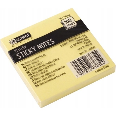 Samolepicí bloček 75×75mm žlutý, cik-cak, 100 listů – Sleviste.cz