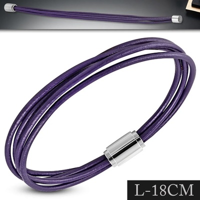 Кожена гривна в лилав цвят