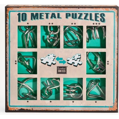 EUREKA Sada 10 kovových hlavolamů zelená