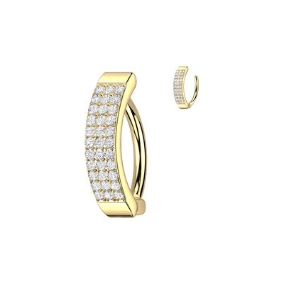 Šperky4U zlacený piercing do pupíku se štítem se zirkony WP0082-C