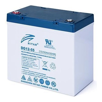 Ritar Оловна гелова батерия RITAR (DG12-55), 12V, 55Ah, 229 / 138 /211 mm F15/M6 / F11/M6 RITAR, За соларни системи (RITAR-DG12-55)