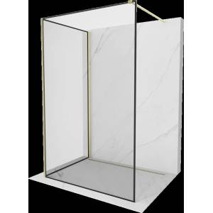 Mexen Kioto Душ кабина Walk-in 130 x 100 cm, черна рамка, златно четкано - 800-130-212-55-70-100 (800-130-212-55-70-100)