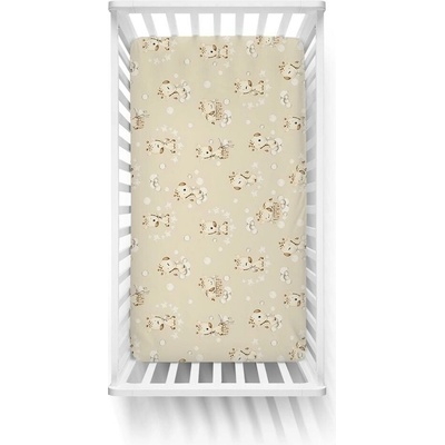 Ankras Bavlna plachta prestieradlo s gumou Žirafky béžové 60x120