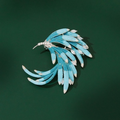 Éternelle luxusní brož se zirkony Fénix B2296-XR06885F-1 modrá