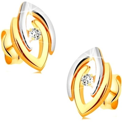 Šperky eshop ve zlatě spojené dvoubarevné podkovy a čirý zářivý briliant BT177.29