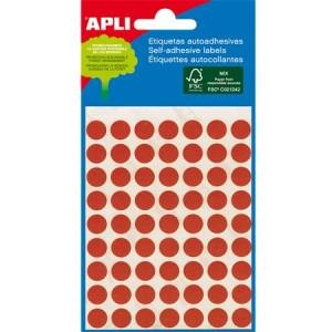 APLI Етикети, кръгли, 8 мм, с ръкописен текст, цветни, apli, червени, 288 етикета в опаковка 2046 (2046)