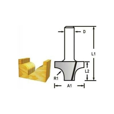 Makita D-48175 - Fréza do dřeva profilová stopka 8 mm,38,1x28,6x60 mm
