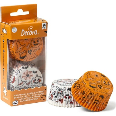 Decora košíček na muffiny Halloween tekvica a netopiere 5x3cm 36 ks