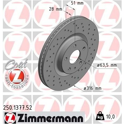 Brzdový kotúč ZIMMERMANN 250.1377.52 (250137752)