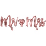 Party Deco Фолиев Балон Надпис ''Mr Mrs'', Розово Злато, 69х125см (FB30M-019R)