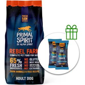 PRIMAL Spirit Dog 65% Rebel Farm пиле и риба 12кг + 2 x Лакомства безплатно