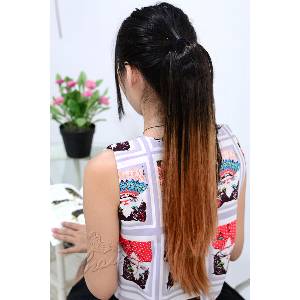 Sleek Изкуствени опашки ombre - Черно/Кафяво