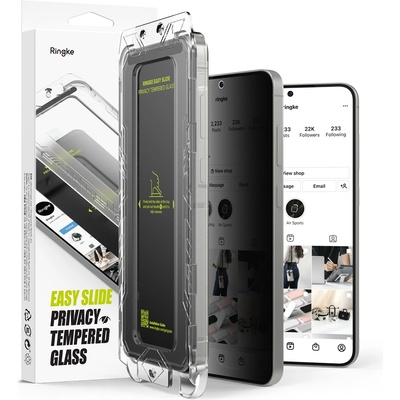 Ringke Протектор за Samsung Galaxy S25 Plus (комплект от 2) - Ringke Easy Slide Privacy Tempered Glass - черен