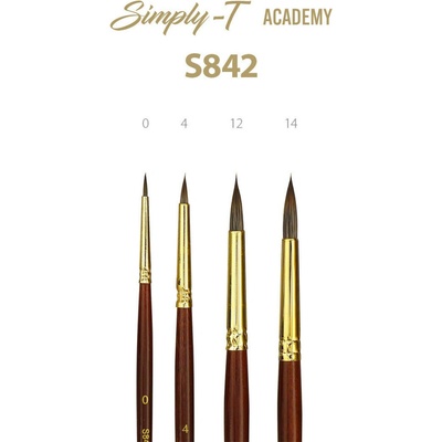 Štetec Simply-T Academy S842 - okrúhly, dlhá rukoväť Veľkosť štetca: 4