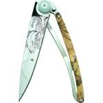 DEEJO 1cm022 tattoo brown camo / Ултралеко джобно ножче с алуминиева дръжка (1cm022)
