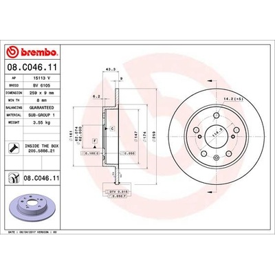 BREMBO Brzdový kotúč 08C04611