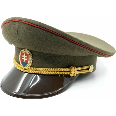 Brigadýrka důstojnická SK zlatý odznak, kšilt plast, červená linka ZELENÁ vel. 53