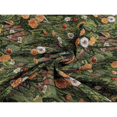 Gobelín - metráž - 6 (325 g/m²) zelená sv. květy