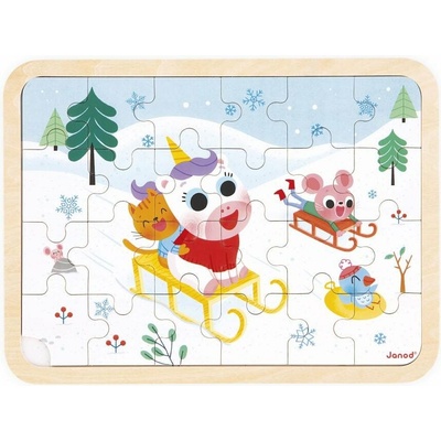 Janod puzzle s predlohou a hľadanie rozdielov Sánkovačka