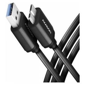 AXAGON USB-A USB Cable - Micro-B 1 m Black (BUMM3-AM10AB)