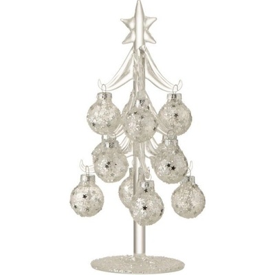 Skleněný stromek se stříbrnými koulemi Baubles Stars – Ø 10*20 cm - J-Line by Jolipa