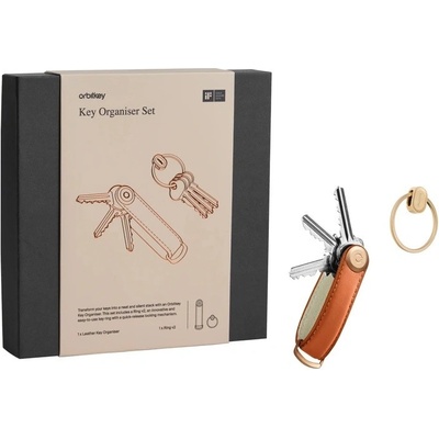 Klíčenka Dárková sada Orbitkey 2.0 limitovaná edice Cognac + Gold