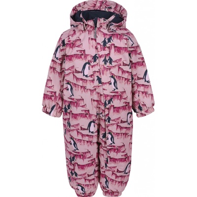 Dětský membránový overal Color Kids růžový s tučňáky