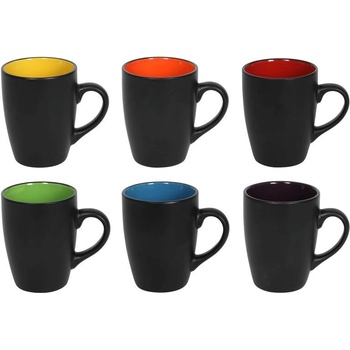 HIT Sada hrnků 6 ks černá s barevným vnitřkem 340 ml HT-24304414