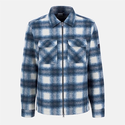 Barbour International Риза с дълъг ръкав Barbour International Men's Clayton Fleece Check Full Zip Long Sleeve Overshirt - Shaded Emerald