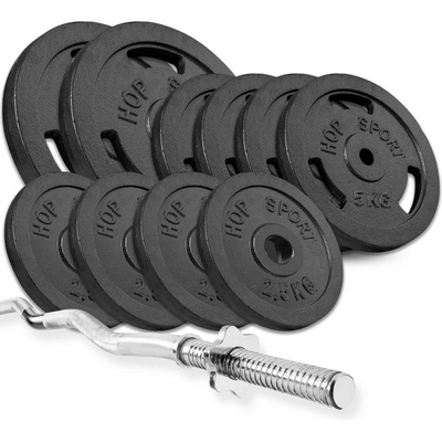 Hop-Sport Sada Strong 57 kg s ohýbanou tyčou Liatina 57 kg