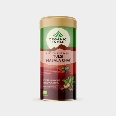 Organic India BIO Čaj Tulsi Masala směs bylin černý čaj exotické koření sypaný 100 g