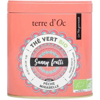 Terre d'Oc Sunny frutti Pêche & Mirabelle BIO zelený čaj 80 g