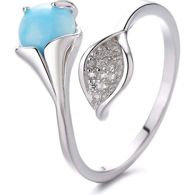 Silenti Jewelry Сребърен пръстен "Ларимар" - 7 - 54.5мм (17.2мм диам. )