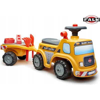 Falk Ride Builder Car s otvárateľným sedadlom + vlečka s príslušenstvom