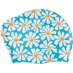 Finis long hair silicone cap print turquoise тюркоаз