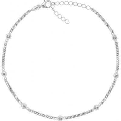 Brilio Silver Moderní stříbrný náramek na nohu se zirkony ANK100W – Zboží Mobilmania