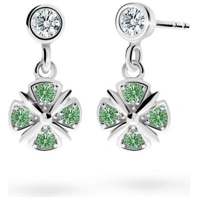 Danfil dětské náušnice C2245 z bílého zlata s kamínky Emerald Green zapínání balónek