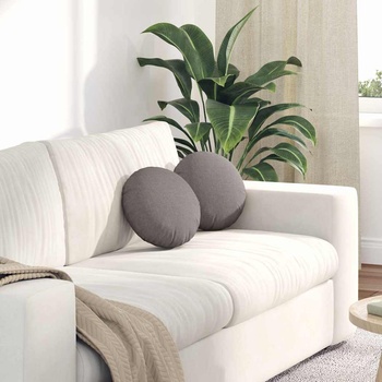 vidaXL Възглавници за седалки 2 pcs Таупе Ø30 x 13 см текстил (42014089)